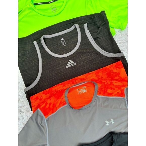 Men’s SZ L 4 PC Dri-FIT Under Armour -Nike Adidas Short Sleeve Shirts - Picture 6 of 10